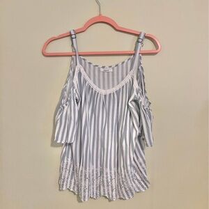 Maurices Blue and White Striped Blouse